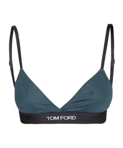 Tom Ford Triangle Bra In Blue