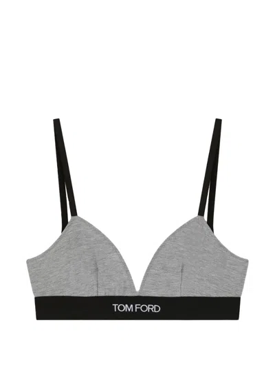 Tom Ford Logo Waistband Bra In Gray