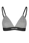 Tom Ford Logo-underband Cashmere Triangle Bra In Grey