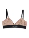 Tom Ford Triangle Bra With Logo Underband In Jersey In Dusty Rose