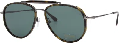 Pre-owned Tom Ford Tripp 666 52n Gunmetal Havana Men's Aviator Sunglasses 58-16-145 W/case In Green