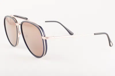 Pre-owned Tom Ford Tripp 666 Shiny Black Gold / Brown Sunglasses Tf666 01g 60mm