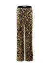 Tom Ford Multicolor Pants With Logo Patch On The Waist And All-over Leopard Print In Silk Stretch Wo In Brown/black