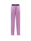 Tom Ford Silk Trouser With Velvet Waistband In Pink