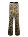 Tom Ford Multicolor Pants With Logo Patch On The Waist And All-over Leopard Print In Silk Stretch Wo