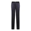 Tom Ford Dark Navy Silk Pants In Blue