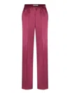 Tom Ford Fuchsia Pants With Elastic Waist With Logo Lettering In Silk Stretch Woman