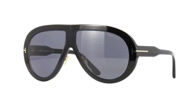 Pre-owned Tom Ford Troy Ft 0836 Shiny Black/grey (01a) Sunglasses In Gray