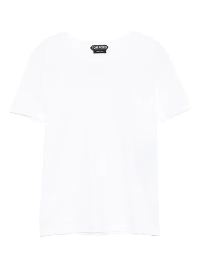 Tom Ford Cotton T-shirt With Tf Logo Embroidery Clothing In White