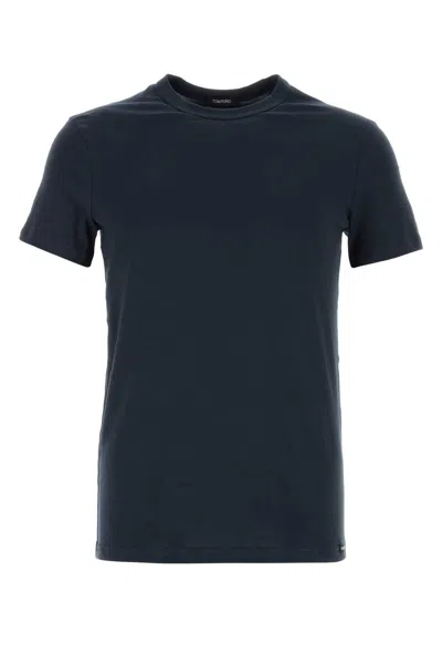Tom Ford Tshirt In Cotone Stretch In Blue