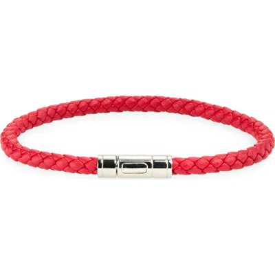 Tom Ford Tubular Clasp Braided Leather Bracelet In Red
