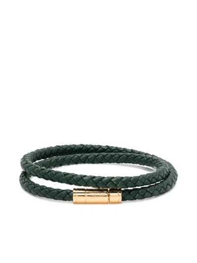 Tom Ford Röhrenförmiges Lederarmband In Green