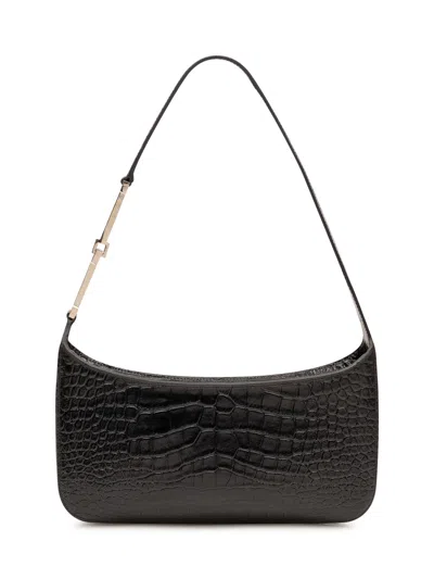 Tom Ford Tumbled Croc Small Shoulder Bag In Black