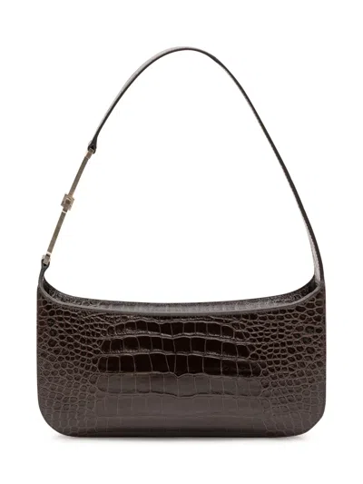 Tom Ford Tumbled Printed Crocodile-leather Arc Small Shoulder Bag In Brown