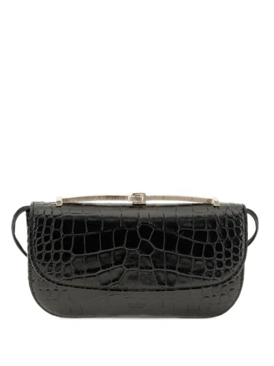 Tom Ford Tumbled Printed Crocodile Leather Arc Mini Bag In Black