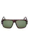 Tom Ford Men's Turner Acetate Rectangle Sunglasses In Havana Eco/t Logo/green