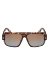Tom Ford Turner 58mm Navigator Sunglasses In Havana/brownlight Blue