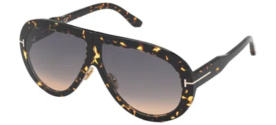Pre-owned Tom Ford Turner Ft 1101 Shiny Black/dark Grey (01a) Sunglasses In Gray