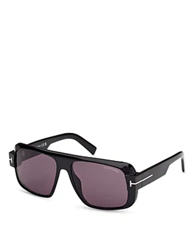 Tom Ford Turner Ft1101 01a Sunglasses In Shiny Black