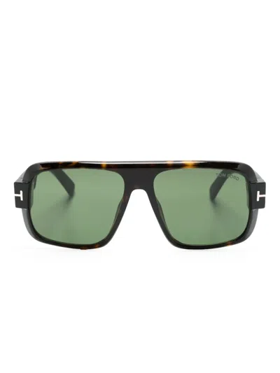 Tom Ford Turner Pilot-frame Sunglasses In 褐色