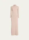 Tom Ford Open-back Cashmere Turtleneck Maxi Dress In Pale Camel