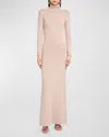 Tom Ford Open-back Cashmere Turtleneck Maxi Dress In Pale Camel