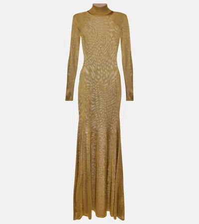Tom Ford Turtleneck Jersey Gown In Brown
