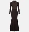 Tom Ford Turtleneck Knitted Wool-blend Dress In Brown
