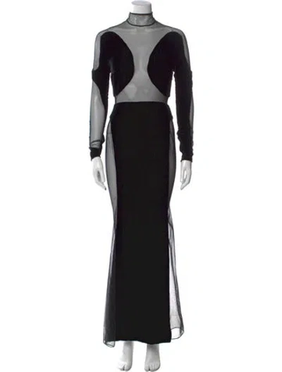 Pre-owned Tom Ford Turtleneck Long Dress In Black