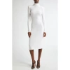 Tom Ford Turtleneck Long Sleeve Cashmere Sweater Dress In Off White