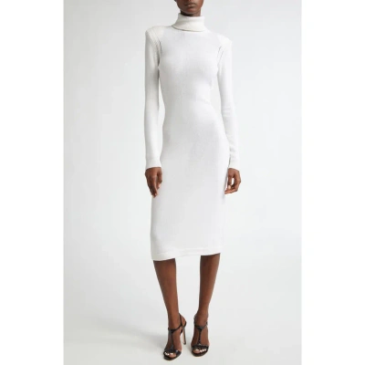Tom Ford Turtleneck Long Sleeve Cashmere Sweater Dress In Multicolor