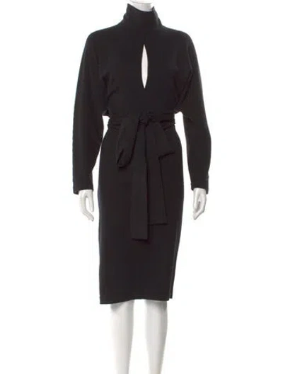 Pre-owned Tom Ford Turtleneck Midi Length Dress In Black