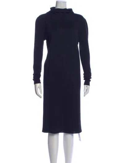 Pre-owned Tom Ford Turtleneck Midi Length Dress In Blue