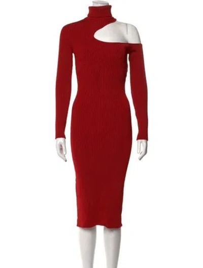 Pre-owned Tom Ford Turtleneck Midi Length Dress In Red