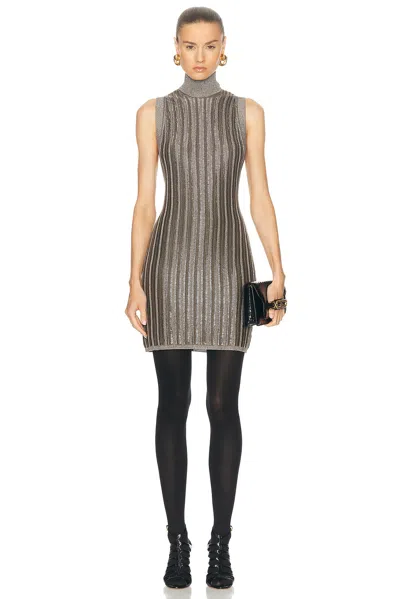 Tom Ford Turtleneck Mini Dress In Metallic