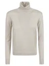 Tom Ford Fitted Silver Sweater With High Neckline In Silver/white