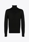 Tom Ford Wool-silk-cashmere Rollneck Sweater In Black