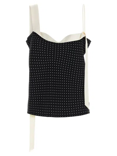 Tom Ford Tuxedo Band Top Contrast Trim Polka Dots In Black