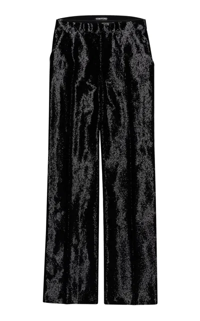Tom Ford Tuxedo Embellished Straight-leg Pants In Black