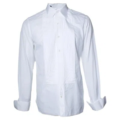 Pre-owned Tom Ford , Tuxedo Pleated Shirt In White