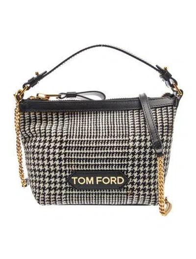 Pre-owned Tom Ford Tweed Crossbody Bag In White