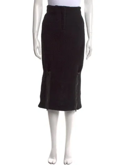 Pre-owned Tom Ford Tweed Midi Length Skirt In Black