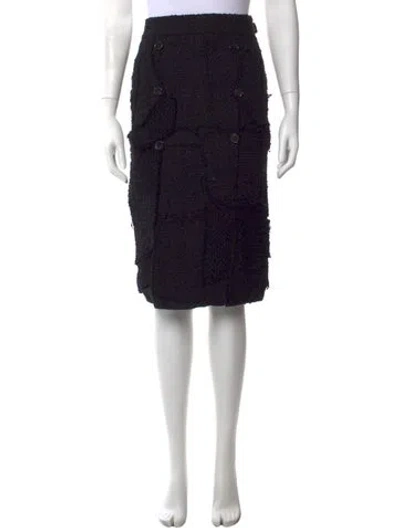 Pre-owned Tom Ford Tweed Midi Length Skirt In Black