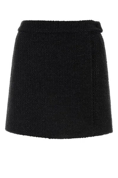 Tom Ford Tweed Mini Skirt In Black