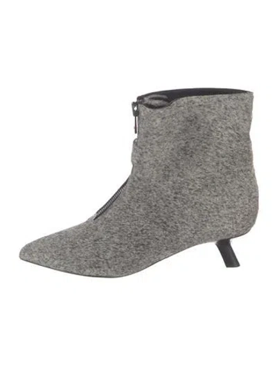 Pre-owned Tom Ford Tweed Pattern Fur Trim Boots In Grey