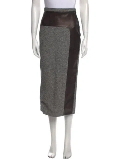 Pre-owned Tom Ford Tweed Pattern Midi Length Skirt In White