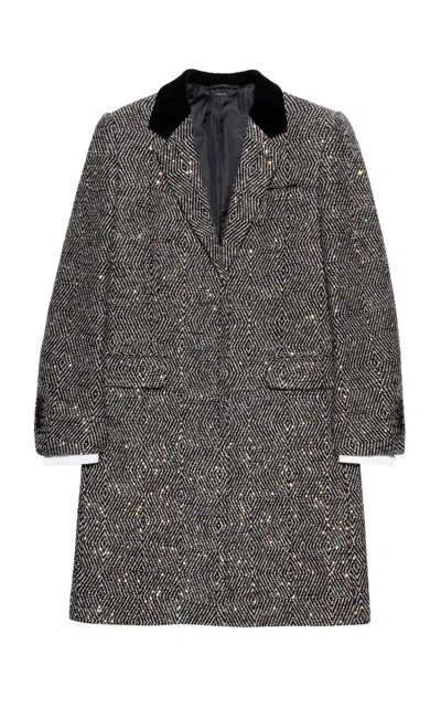 Tom Ford Tweed Sequined Wool-blend Coat In Brown