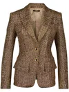 Tom Ford Tweed Single-breasted Blazer In Gold