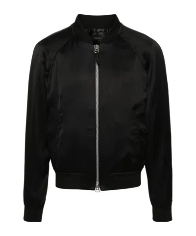 Tom Ford Light Felt Bomber Jacket In Navy