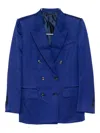 Tom Ford Twill Double-breasted Blazer In Blue